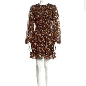Michael Kors Fall Floral Print Smocked Dress
